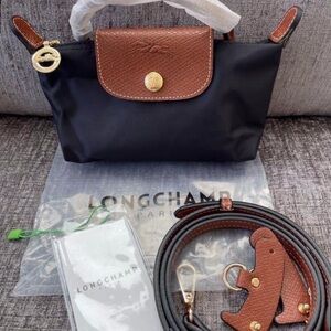Longchamp Le Pliage Mini Nylon & Leather Crossbody Bag | New